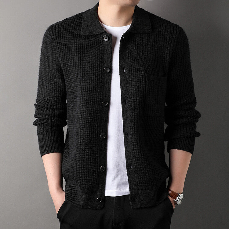 Twist Jacquard Revers Pullover Cardigan Herren Oberbekleidung Herbst und Winter Trends Mode Slim Knit Top Coat