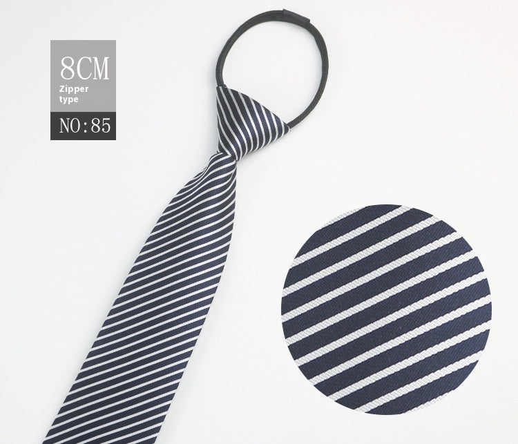 Black Men's Tie Striped Blue Business Tie Lazy Zip Tie In Stock Wholesale Pull Peels - ARCHSHOPE