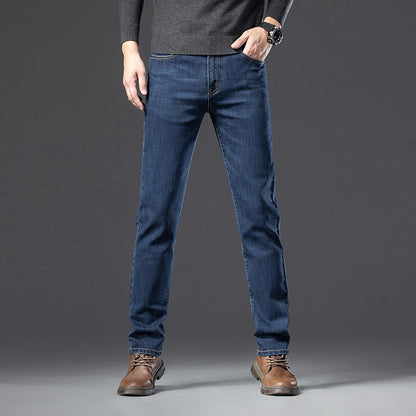 Jean molletonné rembourré pour homme, coupe droite, slim, élastique, épais