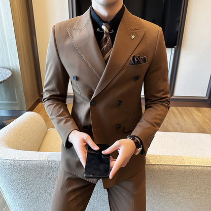 Zweireihiger Business-Slim-Fit-Freizeitanzug