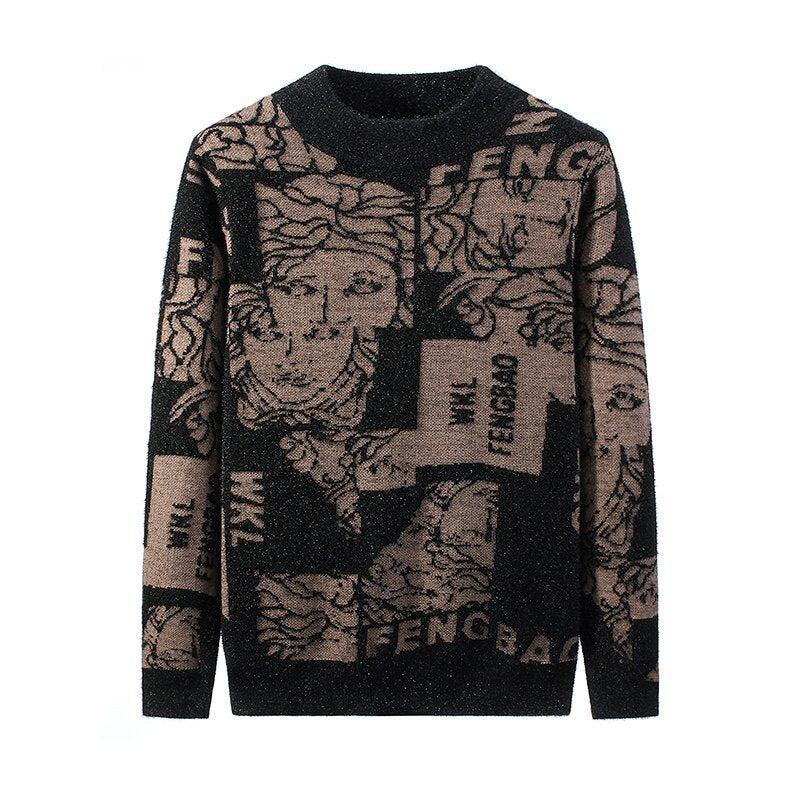 Pull épais à manches longues et col rond pour l'automne et l'hiver