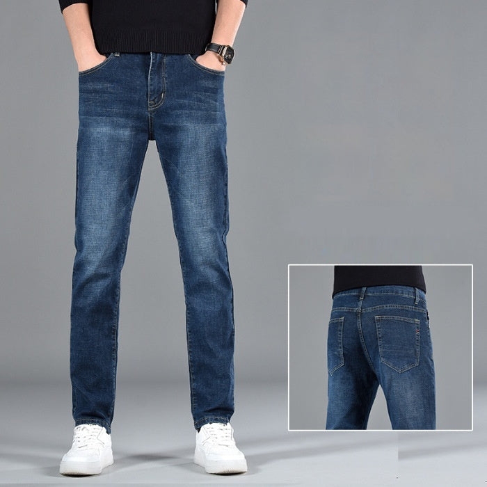 Nouveau jean slim décontracté en coton à jambe droite pour jeunes hommes