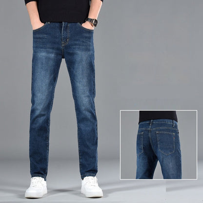 Nouveau jean slim décontracté en coton à jambe droite pour jeunes hommes