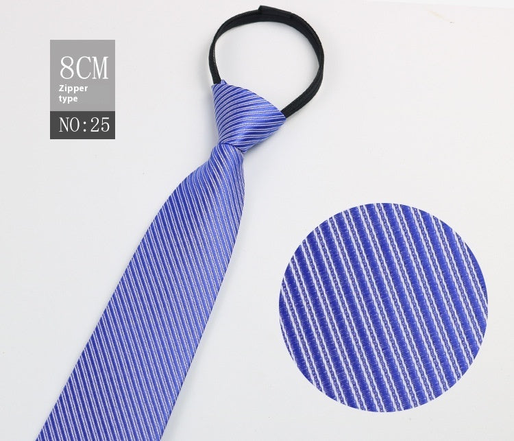 Black Men's Tie Striped Blue Business Tie Lazy Zip Tie In Stock Wholesale Pull Peels - ARCHSHOPE