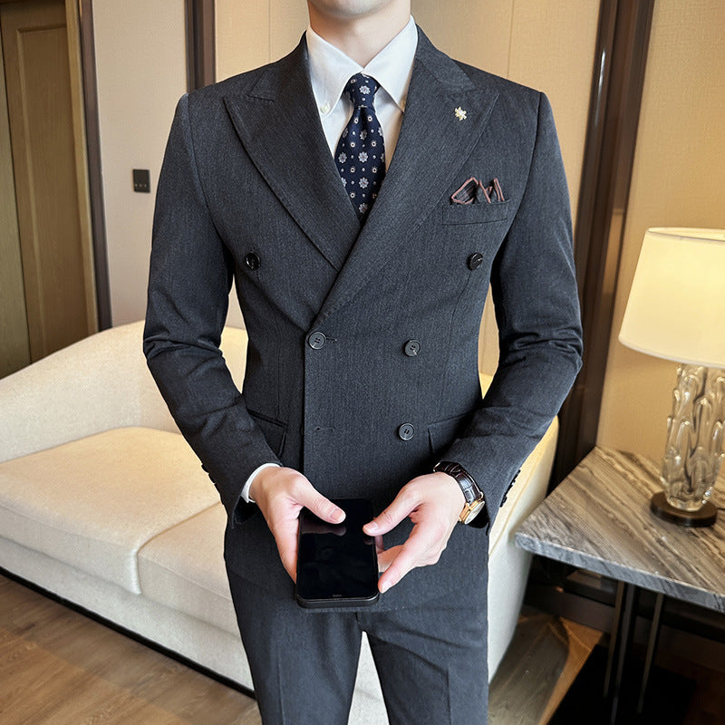 Zweireihiger Business-Slim-Fit-Freizeitanzug