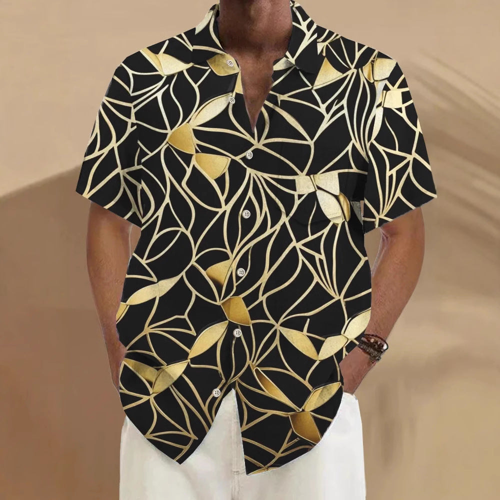 Cardigan ample imprimé pour homme, manches courtes, idéal pour les loisirs, pour l'été