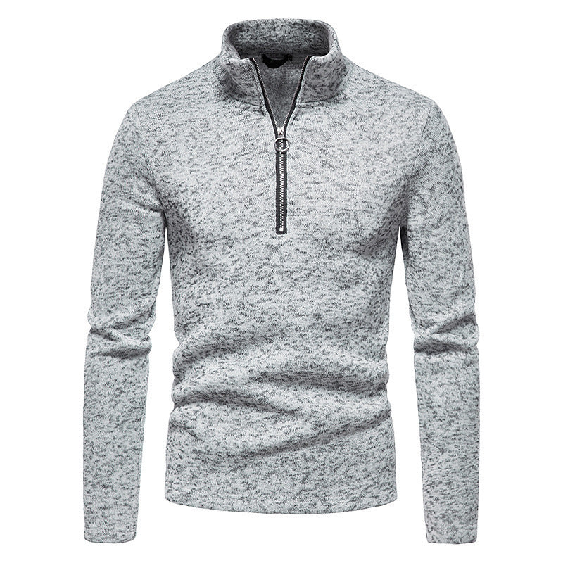 Winter Herren Pullover Knopfleiste Reißverschluss Design Volltonfarbe