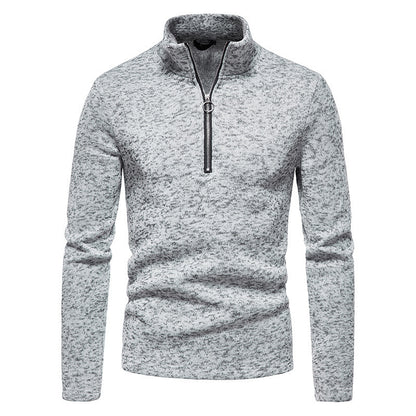 Winter Herren Pullover Knopfleiste Reißverschluss Design Volltonfarbe