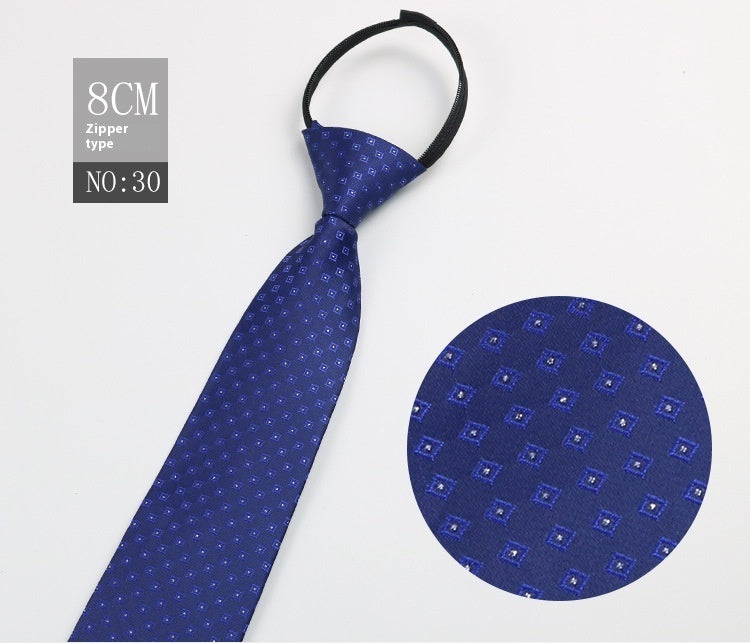 Black Men's Tie Striped Blue Business Tie Lazy Zip Tie In Stock Wholesale Pull Peels - ARCHSHOPE