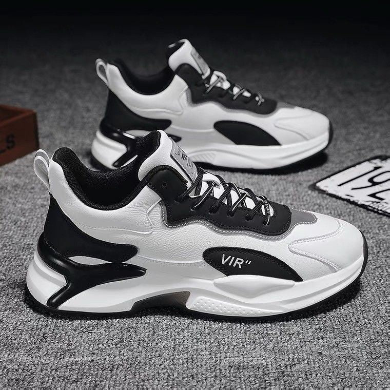 Baskets tendance noires et blanches, chaussures de sport décontractées, légères et respirantes pour hommes