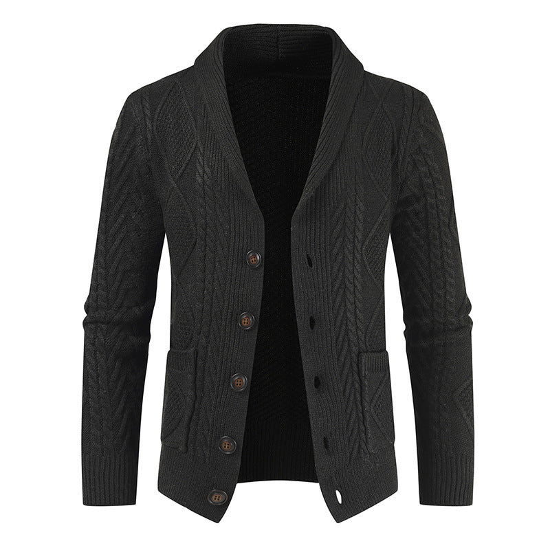 Cardigan tricoté à col en V pour homme, veste pull ample et épaisse