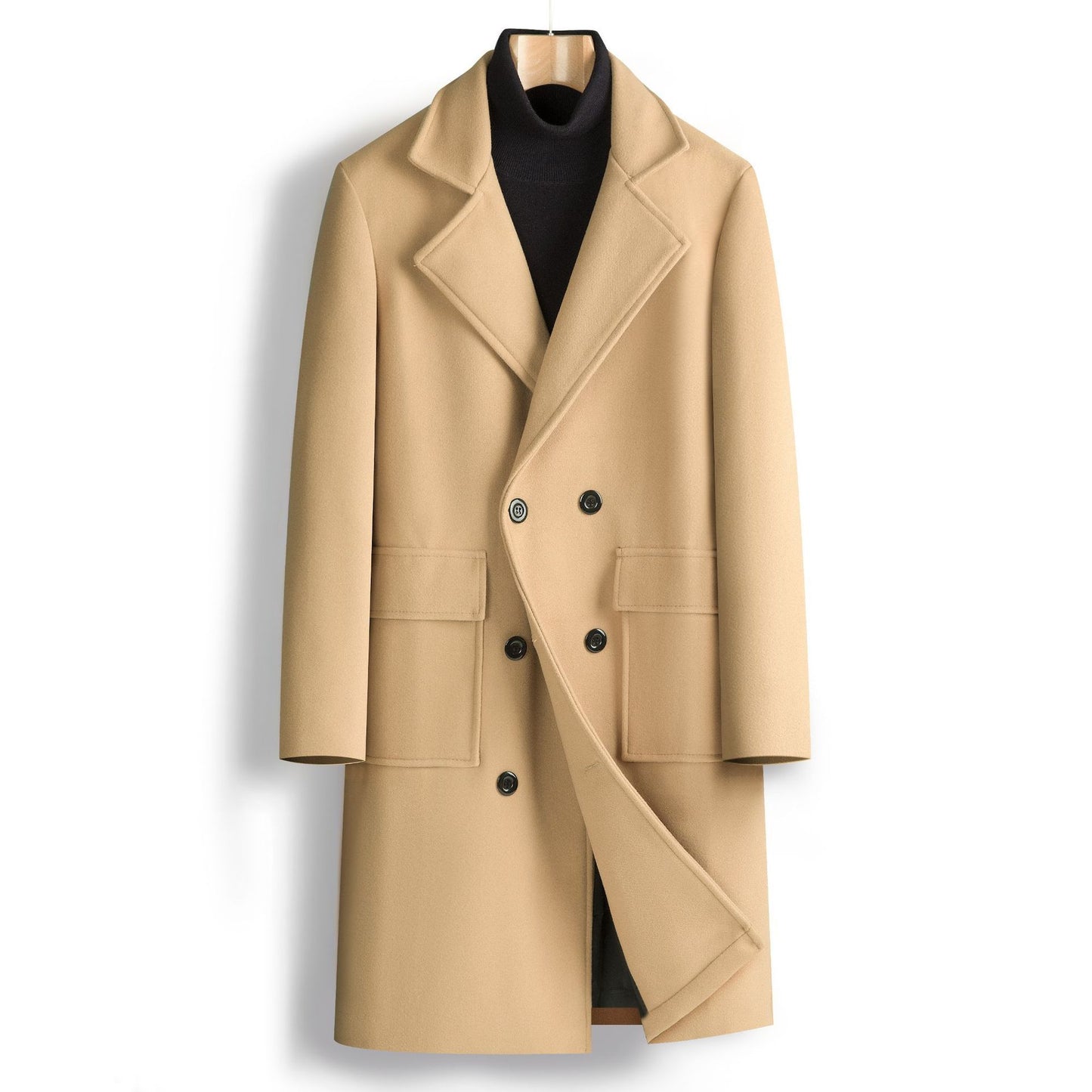 Manteau mi-long croisé pour homme automne-hiver