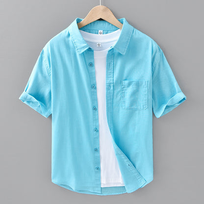 Chemise à manches courtes en lin fin pour homme