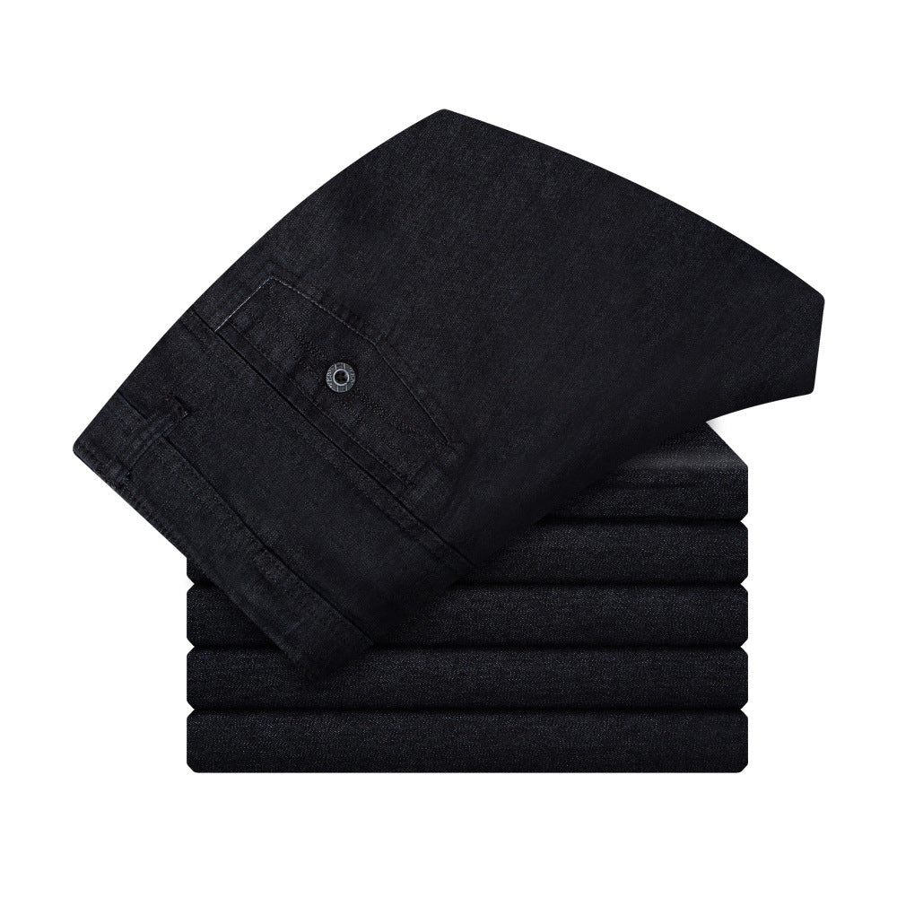 Herbst und Winter Herren Jeans Taille gerade Männer lose elastische Schritt tief in ältere Arbeit vier Hosen