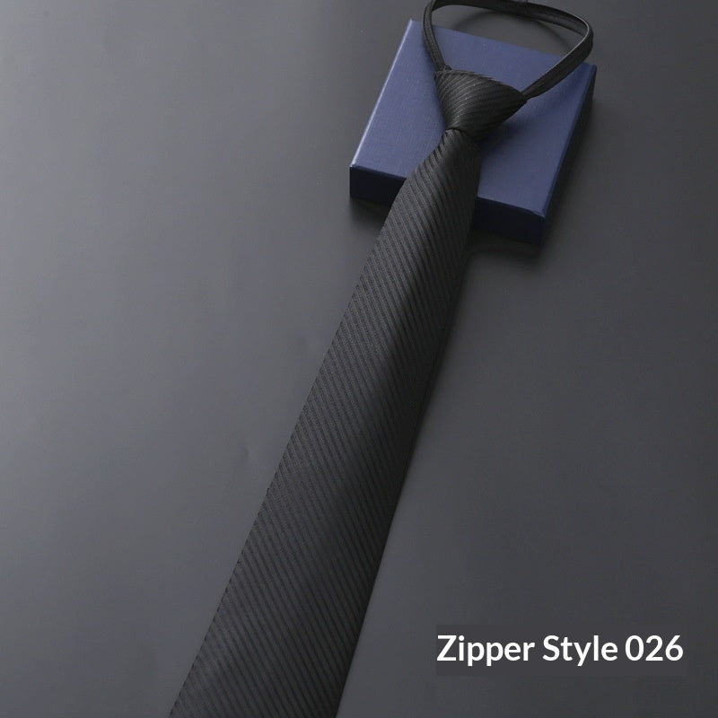 Mens Business Formal Zipper Tie With Blue Stripes - ARCHSHOPE
