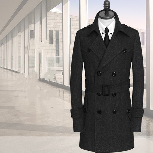 Nouveau manteau en tweed pour homme, trench-coat mi-long, version coréenne