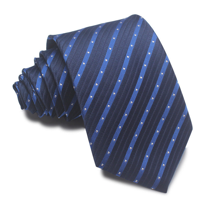 8CM Polyester Jacquard Striped Tie Men's Business Formal Red Black Blue - ARCHSHOPE