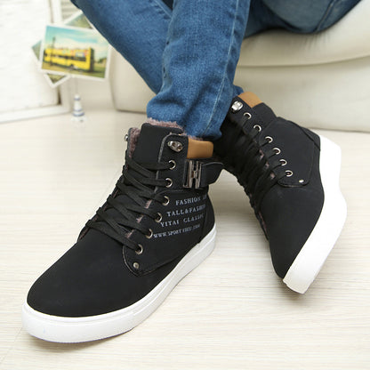DEKABR Heißer Männer Schuhe Mode Warme Pelz Winter Männer Stiefel Herbst Leder Schuhe Für Mann Neue High Top Leinwand Casual schuhe Männer 