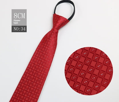 Black Men's Tie Striped Blue Business Tie Lazy Zip Tie In Stock Wholesale Pull Peels - ARCHSHOPE