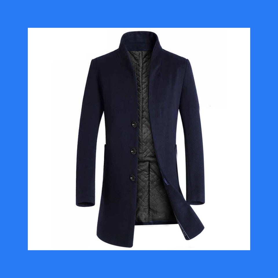 Manteau slim mi-long en laine pour homme, trench-coat