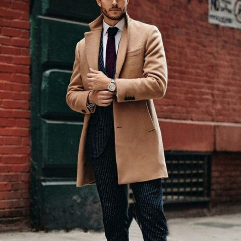 Manteau mi-long en laine double face pour homme