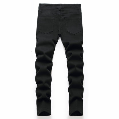 Schwarze, elastische Straight-Jeans für Herren