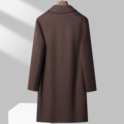 Manteau d'hiver en laine double face pour homme, mi-long, décontracté, épais