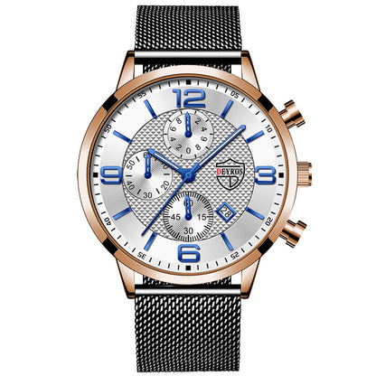 Men's Calendar Watch Business Stainless Steel Luminous Quartz Wrist Watch - ARCHSHOPE