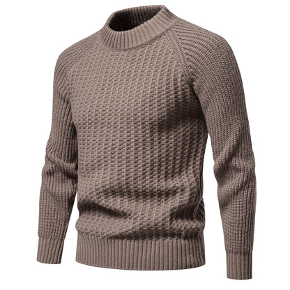 Pull décontracté ample à col rond pour homme, couleur unie