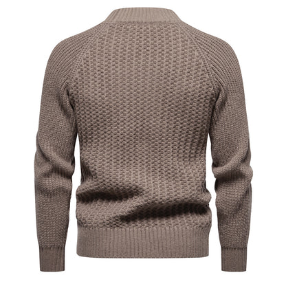 Pull décontracté ample à col rond pour homme, couleur unie