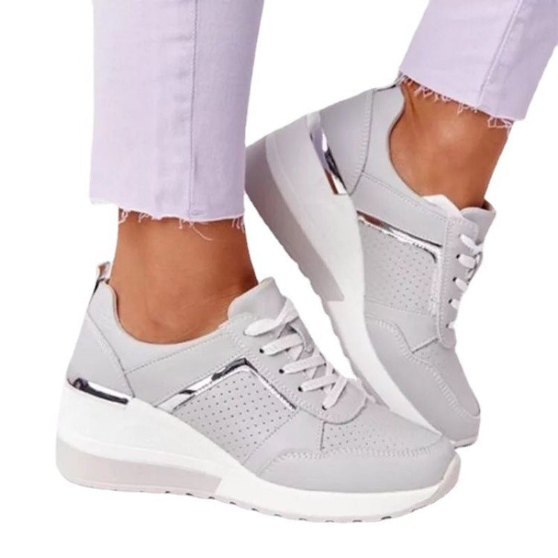 Plus Size Casual Platform Dad Shoes Lace-up Wedge Sports Women - ARCHSHOPE