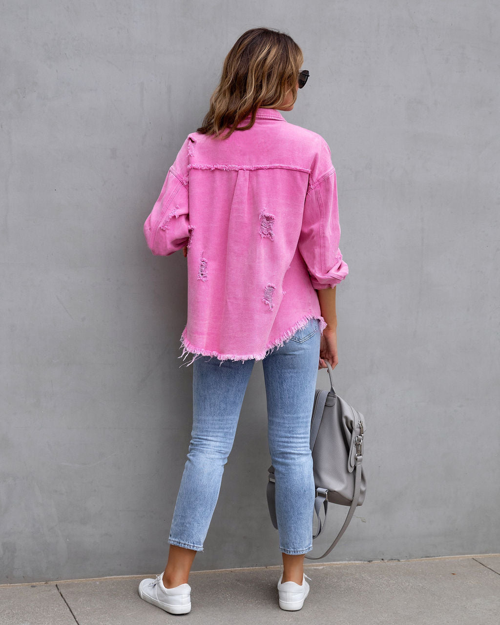 Fashion Ripped Shirt Jacket Female Autumn And Spring Casual Tops Womens Clothing - ARCHSHOPE