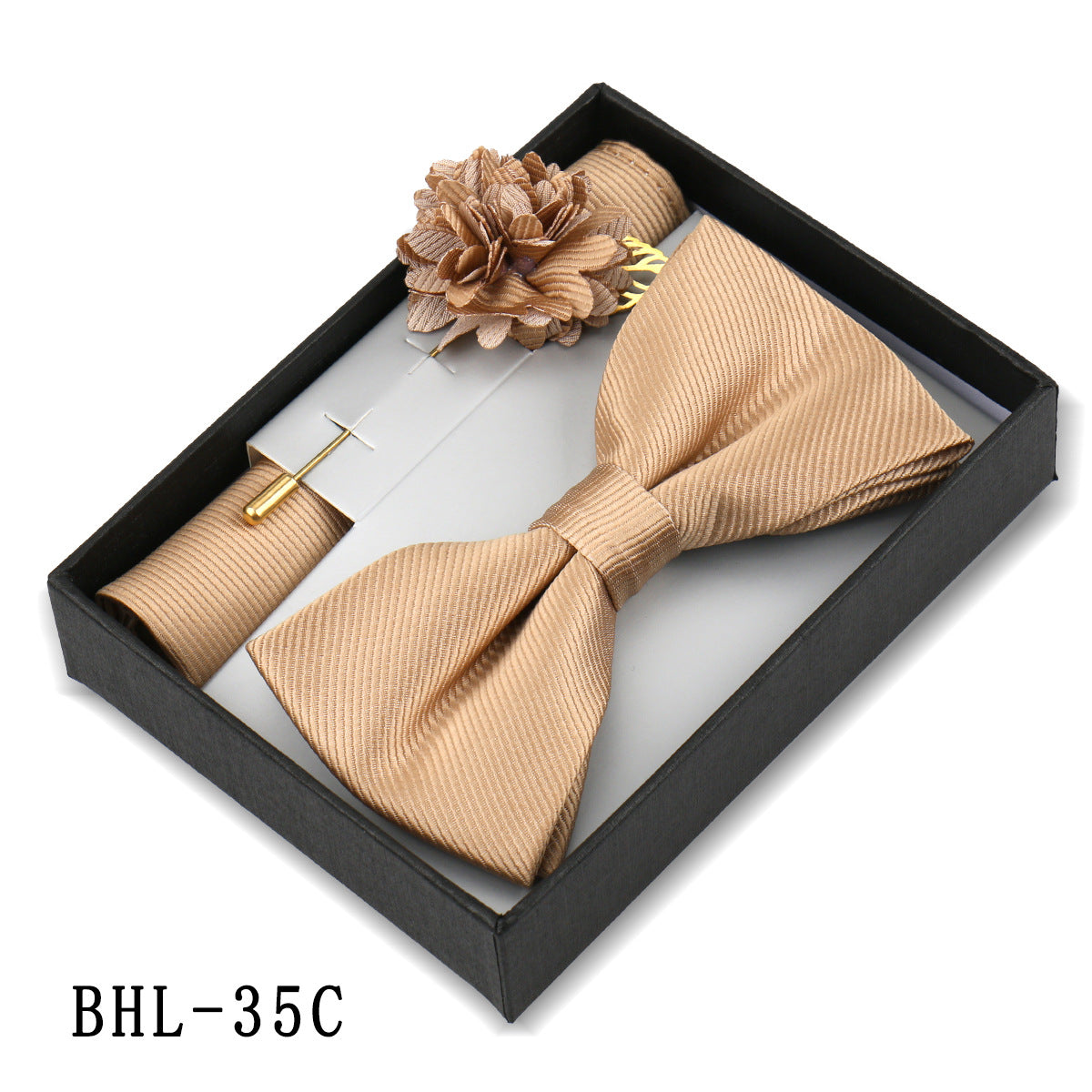 Mens Bow Tie, Pocket Square, And Brooch Gift Set - ARCHSHOPE