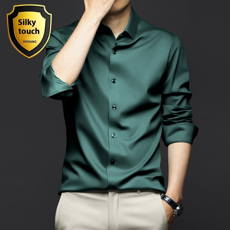 Chemise à manches longues pour homme, anti-rides, sans repassage, pour le travail