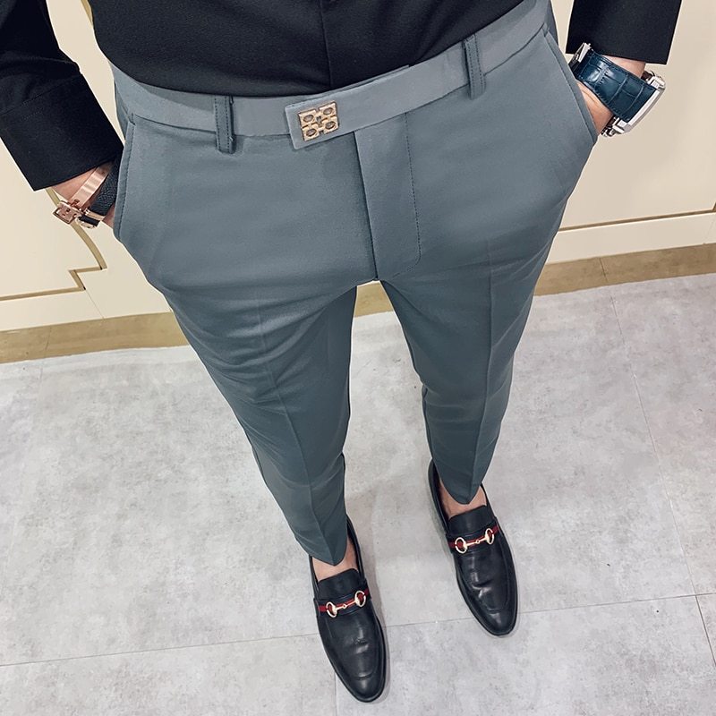Pantalon de costume moulant pour homme