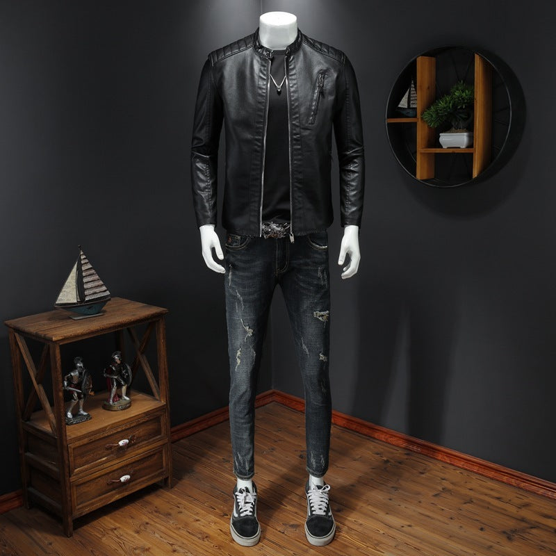 Fall Plus Size Leather Clothing With Stand Collar - ARCHSHOPE