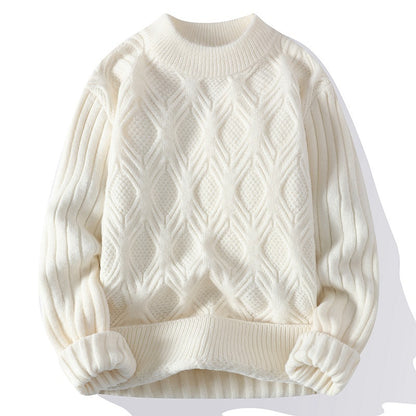 Lässiger, einfarbiger, gedrehter Pullover für Herren