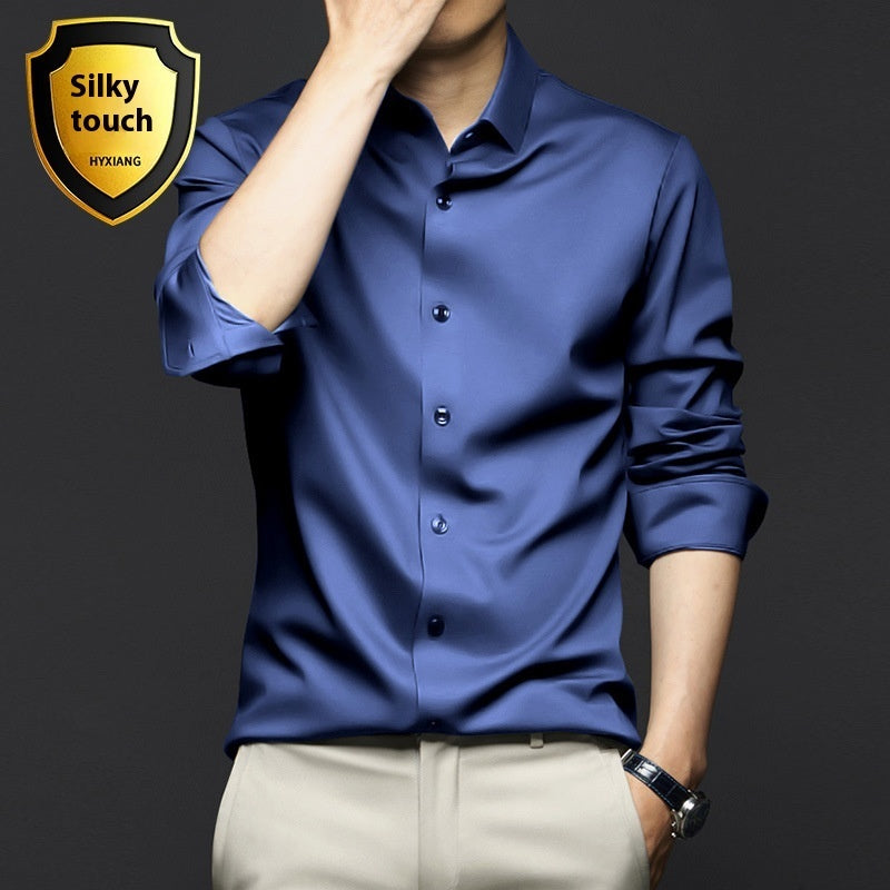 Chemise à manches longues pour homme, anti-rides, sans repassage, pour le travail