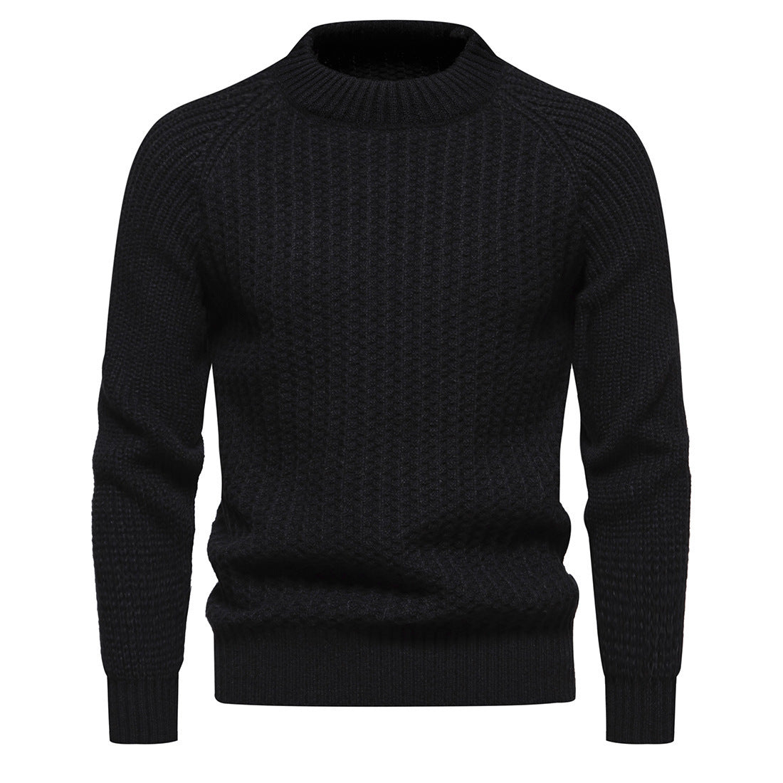 Pull décontracté ample à col rond pour homme, couleur unie