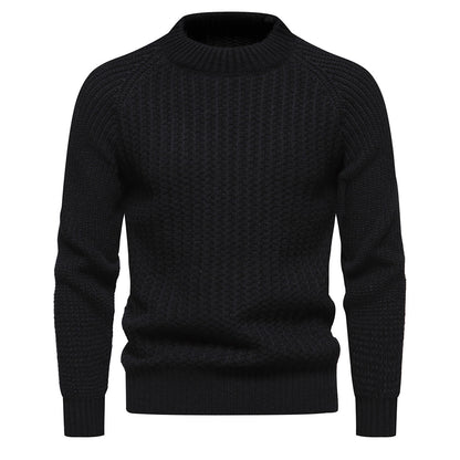 Pull décontracté ample à col rond pour homme, couleur unie
