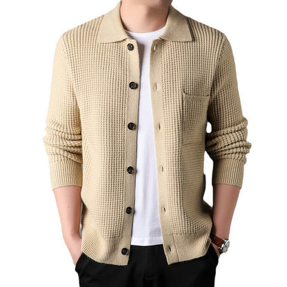 Twist Jacquard Revers Pullover Cardigan Herren Oberbekleidung Herbst und Winter Trends Mode Slim Knit Top Coat
