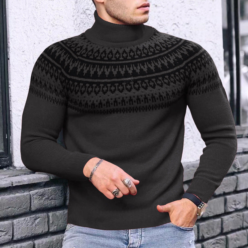 Vintage Patchwork Rollkragen Teenager männer Langarm