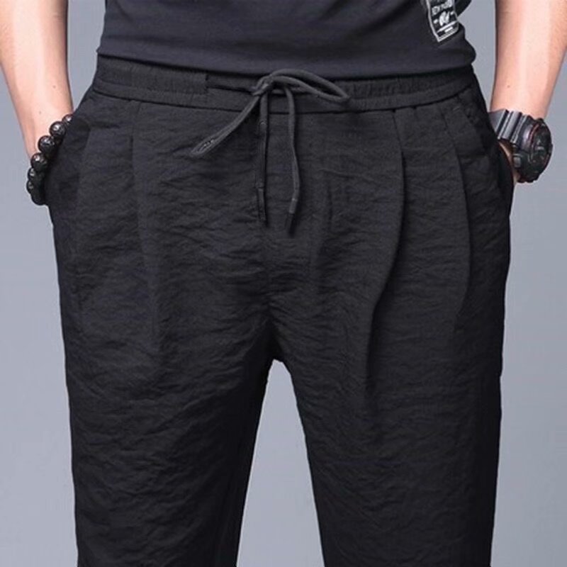 Pantalon long d'été en soie glacée pour homme