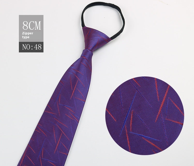 Black Men's Tie Striped Blue Business Tie Lazy Zip Tie In Stock Wholesale Pull Peels - ARCHSHOPE