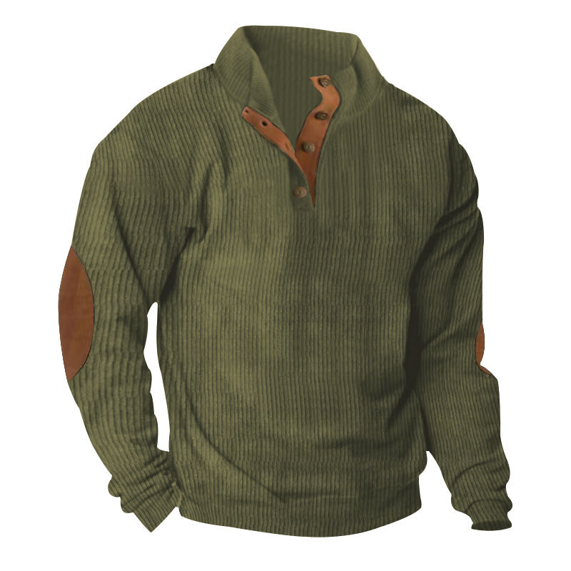 Corduroy Casual Stand Collar Long-sleeved Sweater - ARCHSHOPE