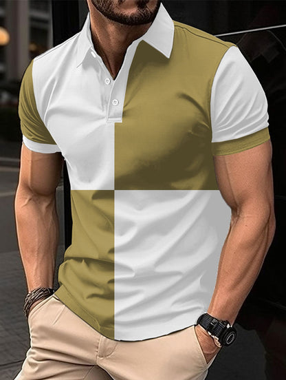 Lässiges, sportliches Poloshirt mit kurzen Ärmeln und Farbnähten und Umschlagkragen für Herren