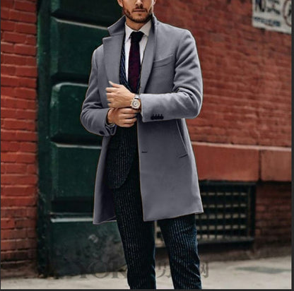 Manteau mi-long en laine double face pour homme