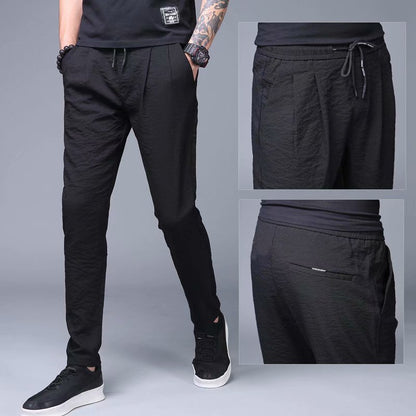 Pantalon long d'été en soie glacée pour homme