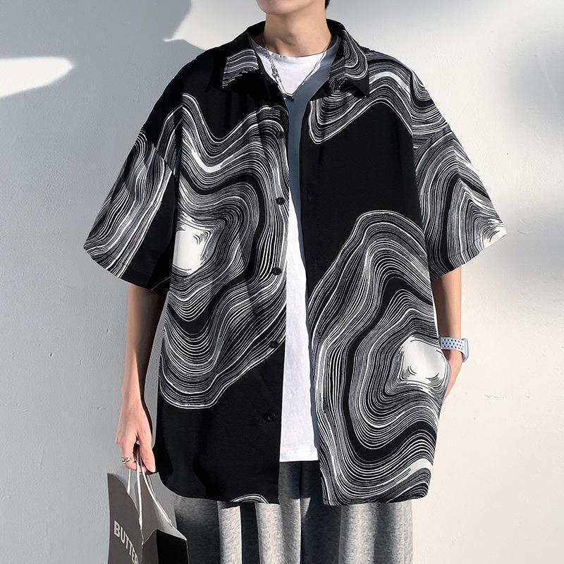 Chemise d'été pour homme, style Hong Kong, tendance, manches courtes