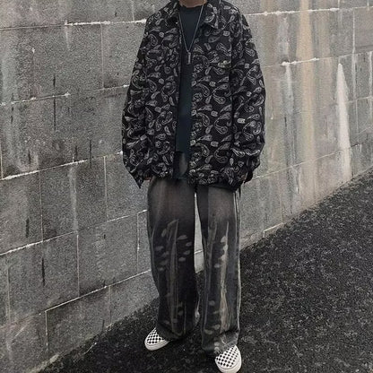 Schwarze Jacquard-Karierte Jeansjacke für Frühling und Herbst